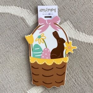 Happy Everything large attachment Easter basket with Bunny and Flowers EUC